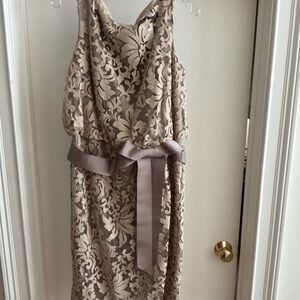 Elegant Lace Dress with Satin Belt